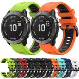 Voor Garmin Fenix ??6X Pro 26 mm tweekleurige sport siliconen horlogeband (oranje + zwart)