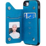 Voor iPhone SE 2020 / 8 / 7 Skull Head Embossing Pattern Shockproof Protective Case met Holder & Card Slots & Wallet(Blue)