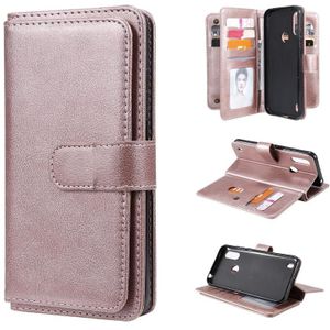 Voor Motorola Moto E6S 2020 Multifunctionele Magnetische koperen gesp Horizontale Flip Solid Color lederen kast met 10 Card Slots & Wallet & Holder & Photo Frame (Rose Gold)