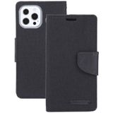 GOOSPERY CANVAS DIARY Canvas Texture Horizontal Flip PU Leather Case with Holder & Card Slots & Wallet For iPhone 13 Pro Max(Black)