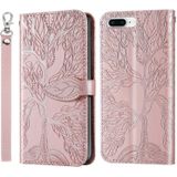 Life of Tree Embossing Patroon Horizontaal Flip Lederen Case met Houder & Card Slot & Wallet & Photo Frame & Lanyard Voor iPhone 8 Plus & 7 Plus(Rose Gold)