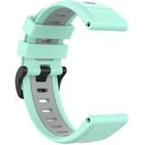 Voor Garmin Fenix 7x 26mm tweekleurige siliconen jack horlogeband (groen grijs)