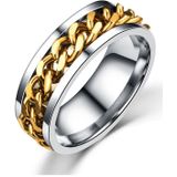 Punk Rock RVS Rotatable ketting ringen  ring maat: 6 (goud)