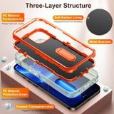 3 in 1 robuuste houder telefooncase voor iPhone 13 pro max (transparant + oranje)