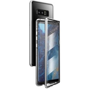 Voor Samsung Galaxy Note 8 Magnetic Metal Frame Dubbelzijdige Tempered Glass Case (Zilver)