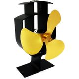 YL401 3-Blade hoge temperatuur metalen warmte aangedreven open haard kachel fan (goud)