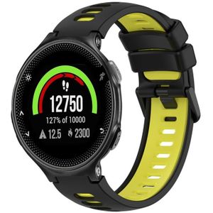 Voor Garmin Forerunner 235 Tweekleurige siliconen horlogeband (zwart + geel)