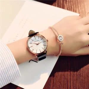 Ulzzang eenvoudige waterdichte grote Dial horloge voor vrouwen (zwart wit)