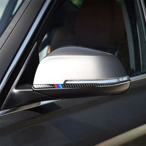 Driekleur een Carbon Fiber auto achteruitkijkspiegel bumper strip decoratieve sticker voor BMW F30 2013-2018/F34 2013-2017