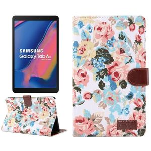 Bloem doek textuur PC horizontale Flip lederen beschermende case voor Galaxy tab A 8 (2019) P200/P205  met houder & kaartsleuven & portemonnee & fotolijstjes (wit)