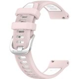 Voor Amazfit GTR 42 mm 22 mm kruistextuur twee kleuren siliconen stalen gesp horlogeband (roze + wit)
