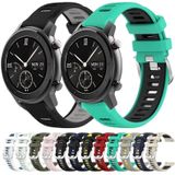 Voor Amazfit GTR 42 mm 22 mm kruistextuur twee kleuren siliconen stalen gesp horlogeband (roze + wit)