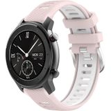 Voor Amazfit GTR 42 mm 22 mm kruistextuur twee kleuren siliconen stalen gesp horlogeband (roze + wit)