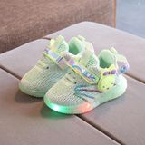 WISDOMFROG Kinderen Light-Up Schoenen Flying Weave Ademende Meisjes En Jongens Zachte Bodem Sneakers  Maat: 26 (Groen)