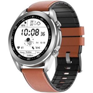 DW95 1.28 inch kleurenscherm Smart Watch  IP67 Waterdicht  Lederen Horlogeband  Ondersteuning Bluetooth Call / Heart Rate Monitoring / Bloeddruk Monitoring / Bloed Oxygen Monitoring / Slaapmonitoring (Zilver)