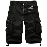 Zomer Multi-pocket Solid Color Loose Casual Cargo Shorts voor mannen (kleur: zwart maat: 40)