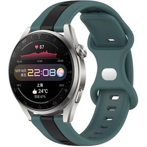 Voor Huawei Watch 3 Pro Nieuwe 20 mm vlindergesp tweekleurige siliconen horlogeband (groen + zwart)