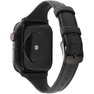 Voor Apple Watch Series 5 & 4 40mm/3 & 2 & 1 38mm Crazy Horse textuur lederen riem (zwart)