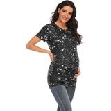 TIME-DYE T-shirt met korte mouwen Plus Size Zwangerschapskleding (Kleur: Zwart Maat: S)