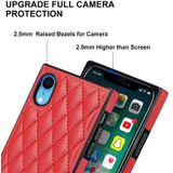 Elegant Rhombic Pattern Microfiber Leather + TPU Shockproof Case met Crossbody Strap-ketting voor iPhone XR