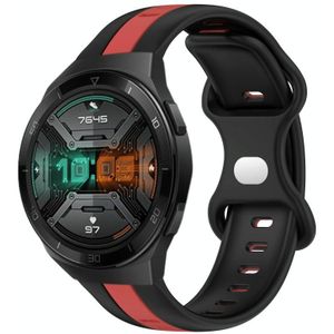 Voor Huawei Watch GT 2E 20 mm vlindergesp tweekleurige siliconen horlogeband (zwart + rood)