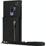 Voor Samsung Galaxy S9 Plus Cross-Body Zipper Square TPU + PU Back Cover Case met Houder & Card Slots & Wallet & Strap (Black)