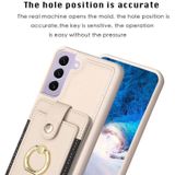 Voor Samsung Galaxy S22+ 5G BF27 Metalen Ring Kaart Tas Houder Telefoon Case(Beige)