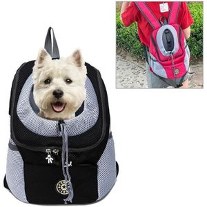 Buiten Pet hond draagtasje voor tas dubbele schouder draagbare reis rugzak mesh rugzak hoofd  maat: S (zwart)