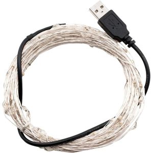 10m 5V 6W 500LM zilveren String licht  Warm wit licht  USB aangedreven SMD-0603 Festival Ledlamp / decoratie Light Strip