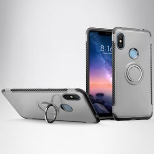 Magnetische armor beschermhoes voor Xiaomi Redmi Note 6  met 360 graden rotatie ringhouder (zilver)