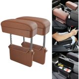 2 PCS Universal Car PU Leder verpakt armsteun Box Cushion Armsteun Box Mat met opbergdoos (Bruin)