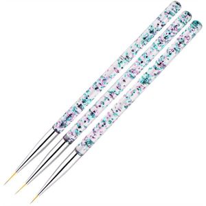 5 PCS Nail Art Brush Tool 3 Set Acryl Nail Crystal Carving Phototherapy Drawing Pen (Silver Tube)