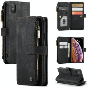 Caseme-C30 PU + TPU Multifunctionele Horizontale Flip Lederen Case met Houder & Card Slot & Portemonnee & Rits Pocket voor iPhone XS / X (Zwart)