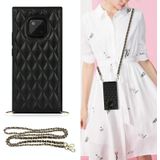 Voor Huawei Mate 20 Pro Elegant Rhombic Pattern Microfiber Leather + TPU Shockproof Case met Crossbody Strap Chain (Black)