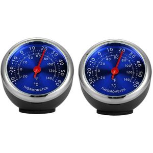 2 PCS Mini Car Dashboard Thermometer Hygrometer Mechanische decoratie (blauwe temperatuur)