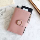 Vrouwen portefeuilles kleine mode lederen tas dames kaart tas voor vrouwelijke portemonnee geld clip portemonnee (donker roze)