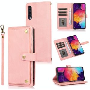 Voor Samsung Galaxy A50 / A30s / A50s PU + TPU horizontale flip lederen hoesje met houder  kaartsleuf & portemonnee & lanyard (roze)