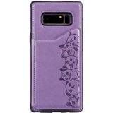 Voor Galaxy Note 8 Zes Katten Embossing Patroon Beschermhoes met Houder & Card Slots & Photo Frame(Purple)