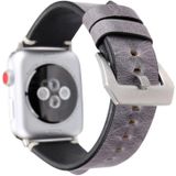 Retro Big Eyes Lederen Vervangende Horlogebanden Voor Apple Watch Series 6 & SE & 5 & 4 44mm / 3 & 2 & 1 42mm(Grijs)