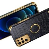 Voor Samsung Galaxy S23 Ultra 5G 6D Electroplating Crocodile Texture Phone Case Met Houder(Groen)