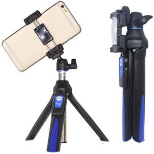 Benro MK10 Mobiele Telefoon Live Bluetooth Afstandsbediening Selfie Stick Statief (Blauw)