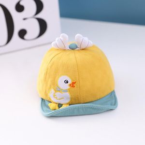 C0330 Cartoon Duck Shape Baby Peaked Cap Spring Baby Cotton Cap  Grootte: 46cm verstelbaar (geel)