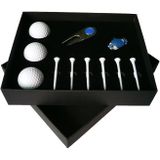 11 in 1 6 golf tees + Divot tool + 3 golfballen geschenkdoos set (blauw)