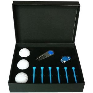 11 in 1 6 golf tees + Divot tool + 3 golfballen geschenkdoos set (blauw)