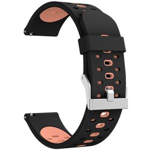 Voor Samsung Galaxy Watch 3 41mm Drie rij gaten Siliconen vervangende band horlogeband (Zwart Roze)