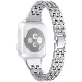 Voor Apple Watch Series 5 & 4 40mm/3 & 2 & 1 38mm dubbele rij Diamond Alloy horlogeband (zilver)