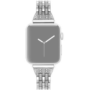 Voor Apple Watch Series 5 & 4 40mm/3 & 2 & 1 38mm dubbele rij Diamond Alloy horlogeband (zilver)