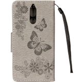 Voor Huawei Mate 10 Lite Vintage relif bloemen vlinder patroon horizontale Flip lederen draagtas met kaartslot & houder & portemonnee & Lanyard (grijs)