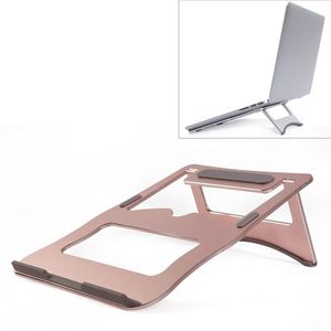 Aluminium koelhouder Desktop draagbare eenvoudige laptopbeugel  tweetraps ondersteuning  afmeting: 21x26cm (rosgoud)