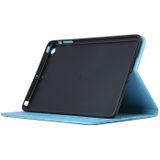 Voor iPad mini 3 ingedrukt bloemen vlinder patroon horizontale Flip PU lederen draagtas met magnetische Buckle & houder & Card Slots & Wallet(Blue)